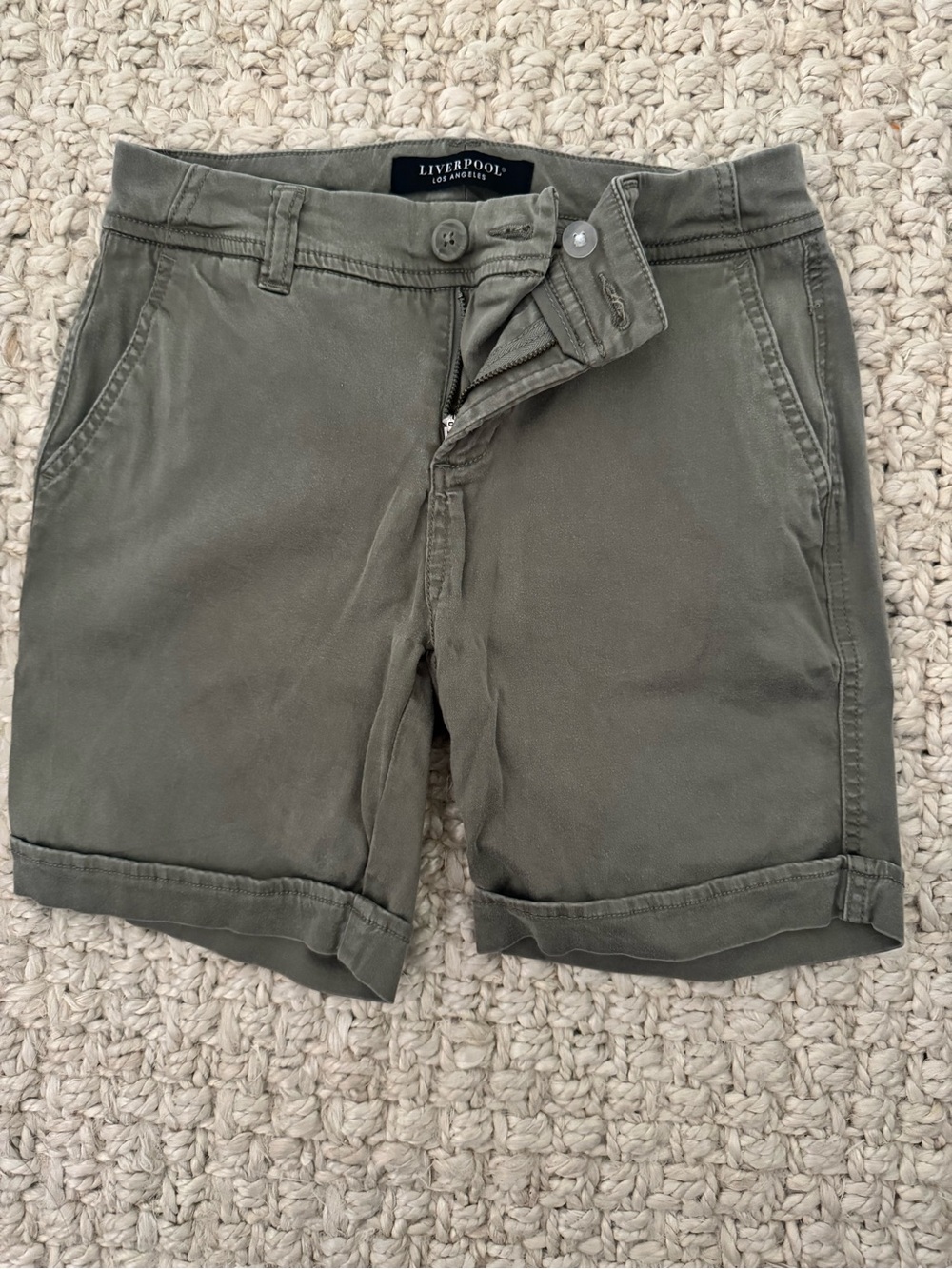 Liverpool Women's Olive Green Flat Front Shorts